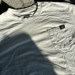 Dickies: White Long Sleeve T-Shirt w/ Chest Pocket